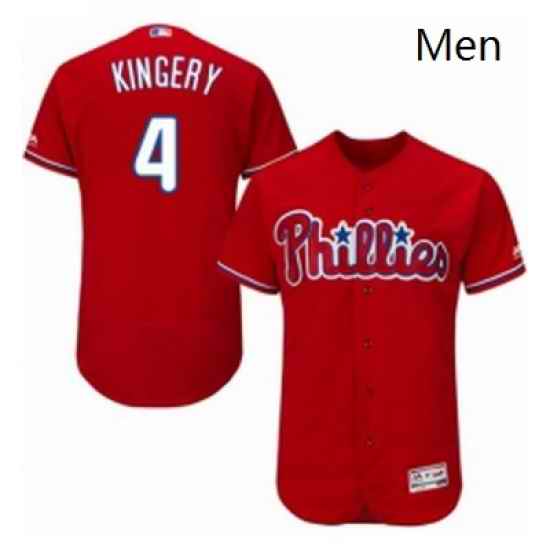 Mens Majestic Philadelphia Phillies 4 Scott Kingery Red Alternate Flex Base Authentic Collection MLB Jersey